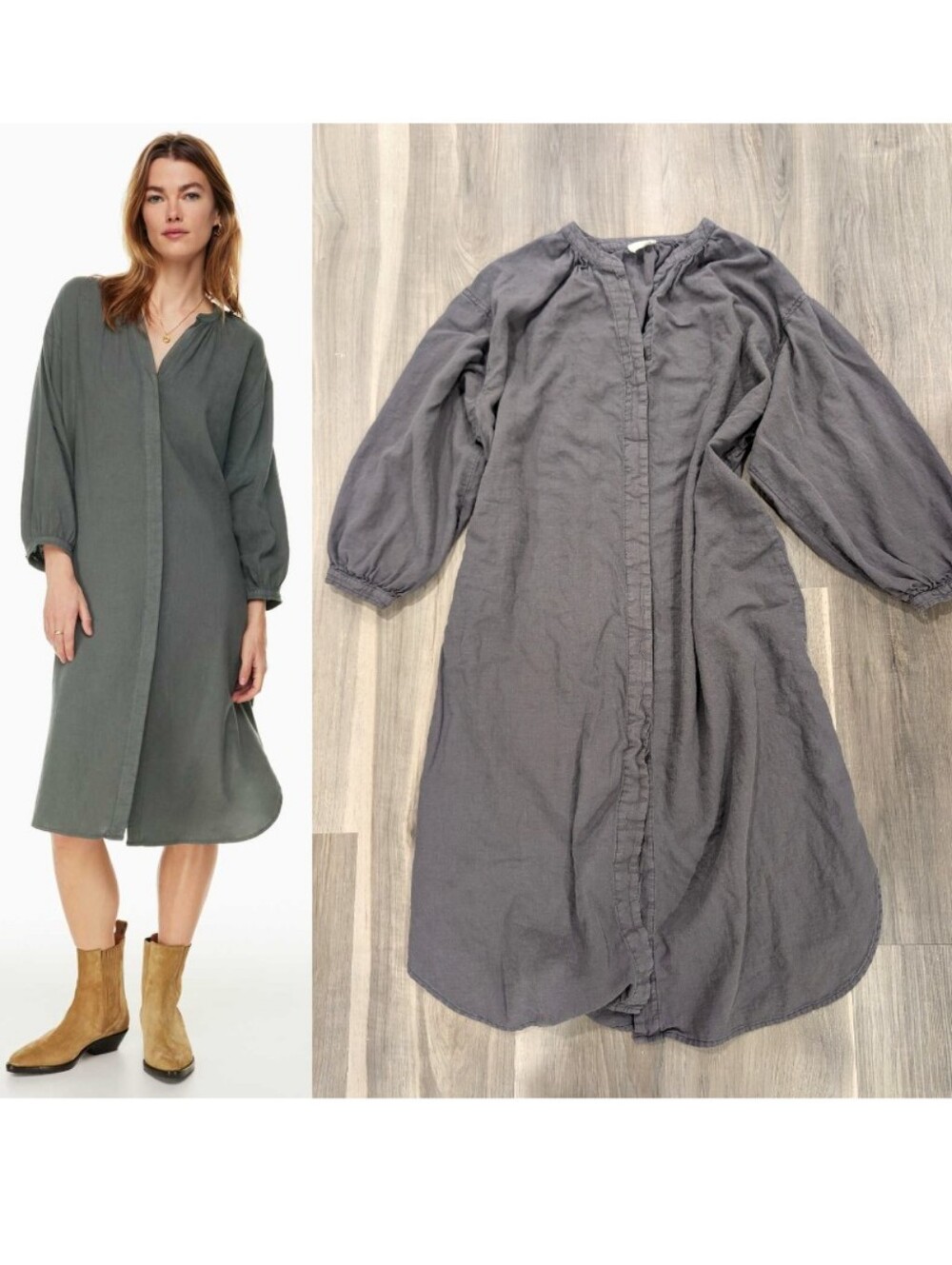 Aritzia Wilfred Free | Palouse Linen Dress In Charcoal Grey